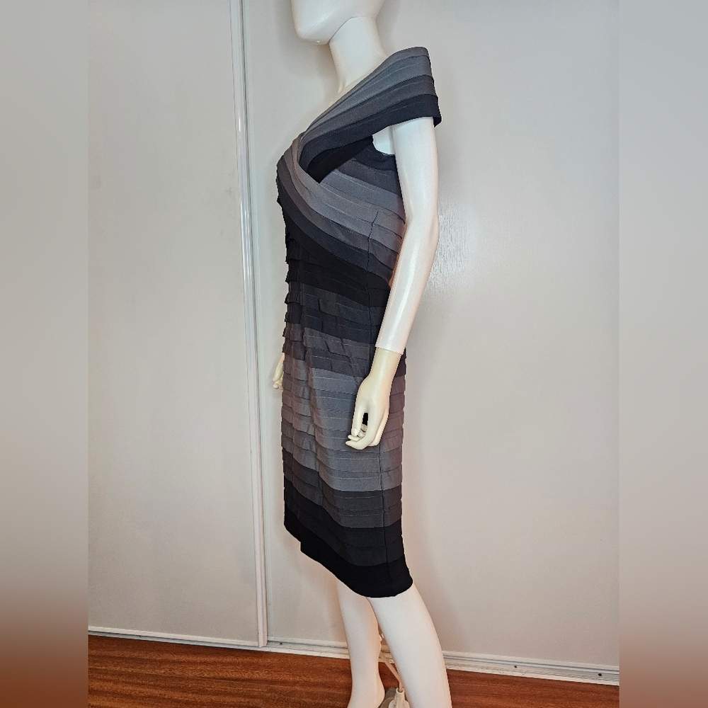 Tadashi Shoji Elegant Black and Gray Off-Shoulder Dress Size M - Picture 7 of 8